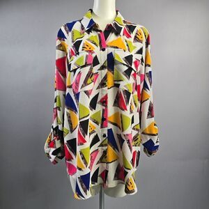 Abstract Multicolor Button Down Shirt R4
